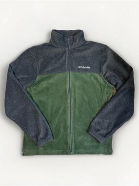 Columbia Sportswear Full Zip Sweater Men’s Medium Green Gray Mock Neck #5783